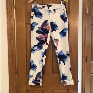 Floral Watercolor Banana Republic Crop Pants